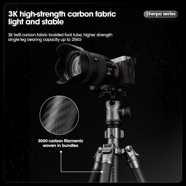 Fotopro Sherpa Plus Karbon Fiber Seyahat Tripod