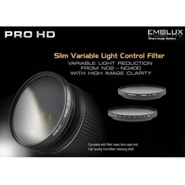 Emolux 62mm ND2-ND400 Variable Light Control Filtre