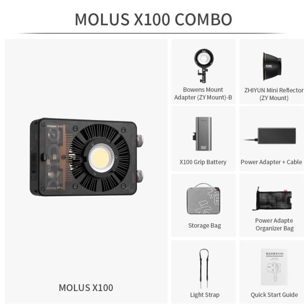 Zhiyun MOLUS X100 Bi-Color Pocket COB Monolight / Combo Kit