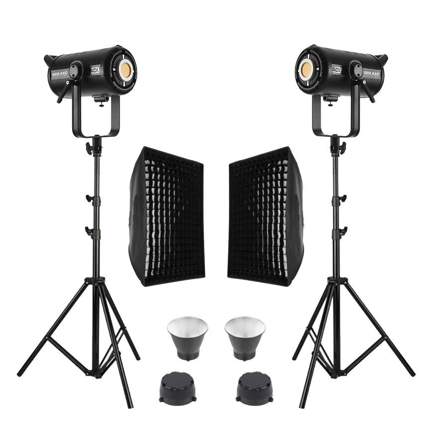 GDX EXC-400C-II 2'li Full Set (Gridli 60x90 Softbox + 260 cm Kalın Işık Ayağı)