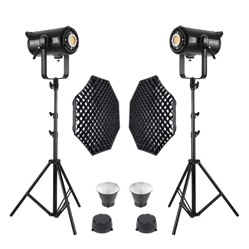 GDX EXC-400C-II 2'li Full Set (Gridli 120cm Octa Softbox + 260 cm Kalın Işık Ayağı)