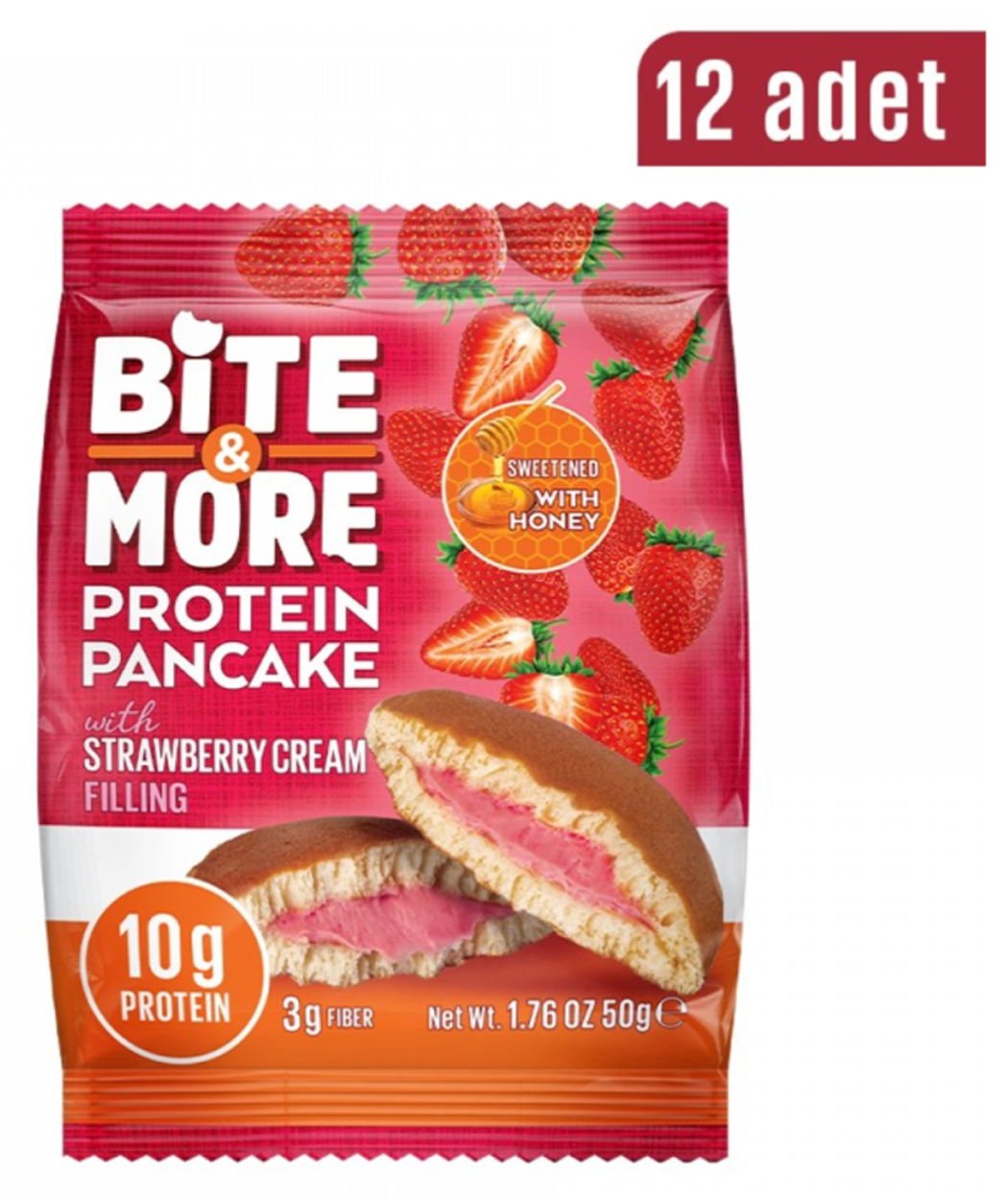 BİTE MORE PROTEİN PANCAKE (50 GR) - 12 ADET ÇİLEK AROMALI