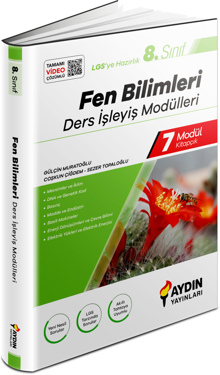 Aydın 8.Sınıf LGS Fen Bilimleri Ders İşleyiş Modülleri (7 Modül Kitapçık)