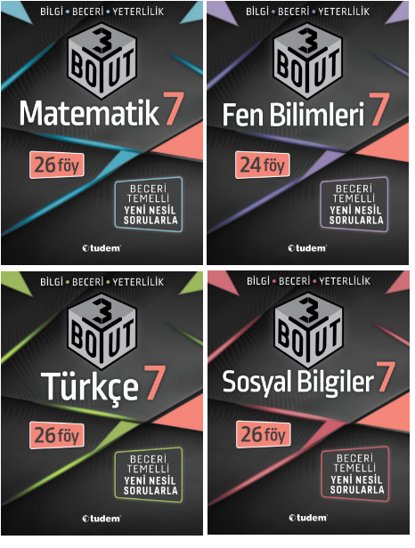 Tudem 7.Sınıf 3 Boyut 4'lü Föy SET