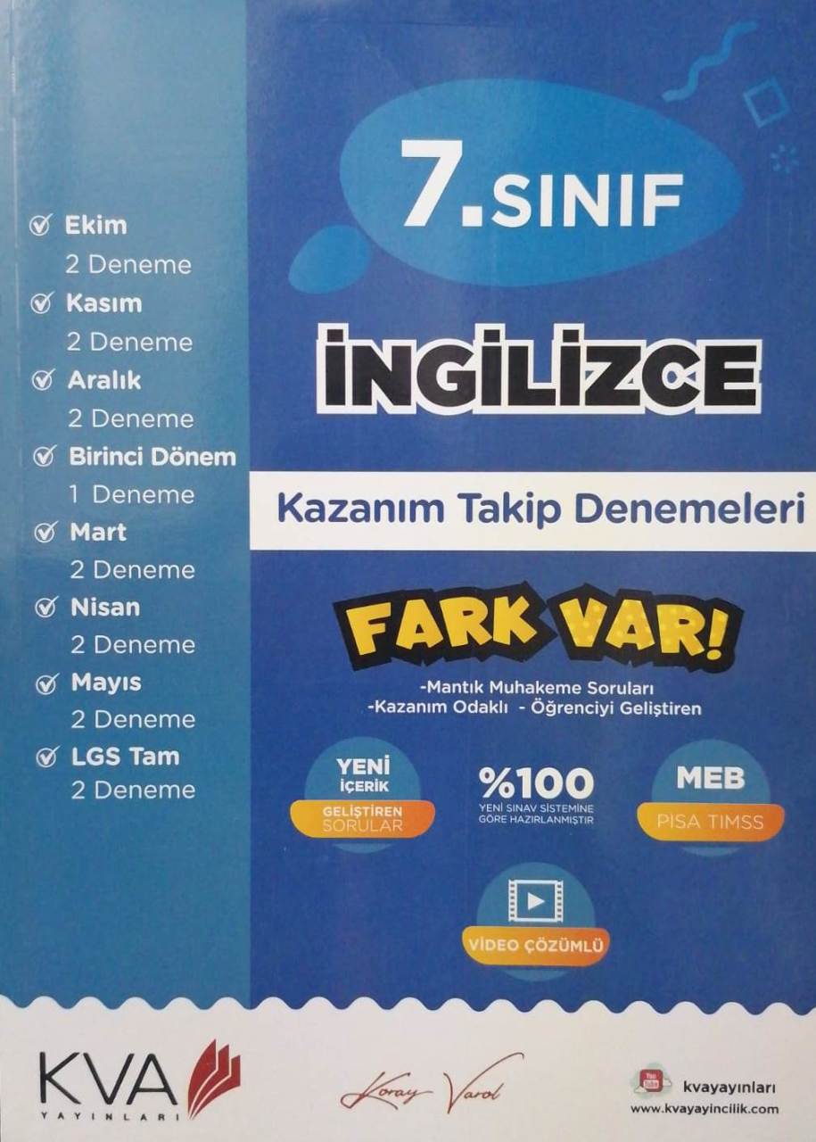 KAMPANYA - 7.Sınıf KVA Koray Varol Akademi İngilizce Fark Var Deneme