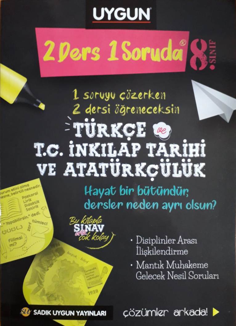 Sadık Uygun 8.Sınıf LGS 2 Ders 1 Soruda Türkçe - İnkılap Tarihi Soru Bankası