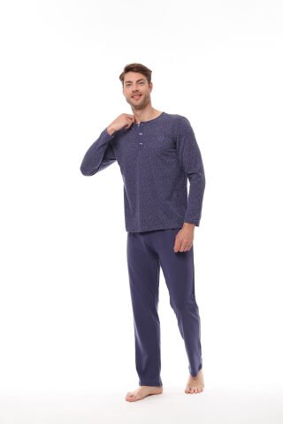 Pijadore 1523 Battal Uzun Kollu Erkek Pijama Takım 3'lü