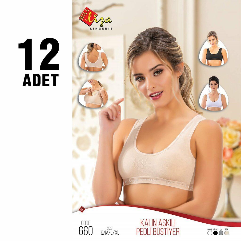 Liza 660 Pedli Bayan Kalın Askılı Bustiyer 12'li