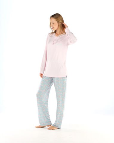 Feyza 4872-B Battal Uzun Kollu Bayan Pijama Takım