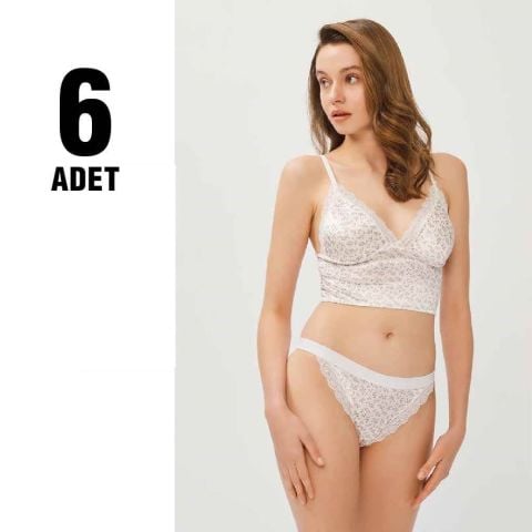 Cansoy 315 Ekru Kadife Bralet Bayan Sütyen Takım 6'lı