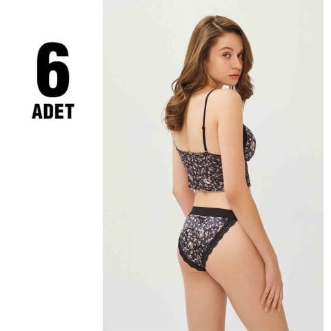 Cansoy 315 Çiçekli Kadife Bralet Bayan Sütyen Takım 6'lı