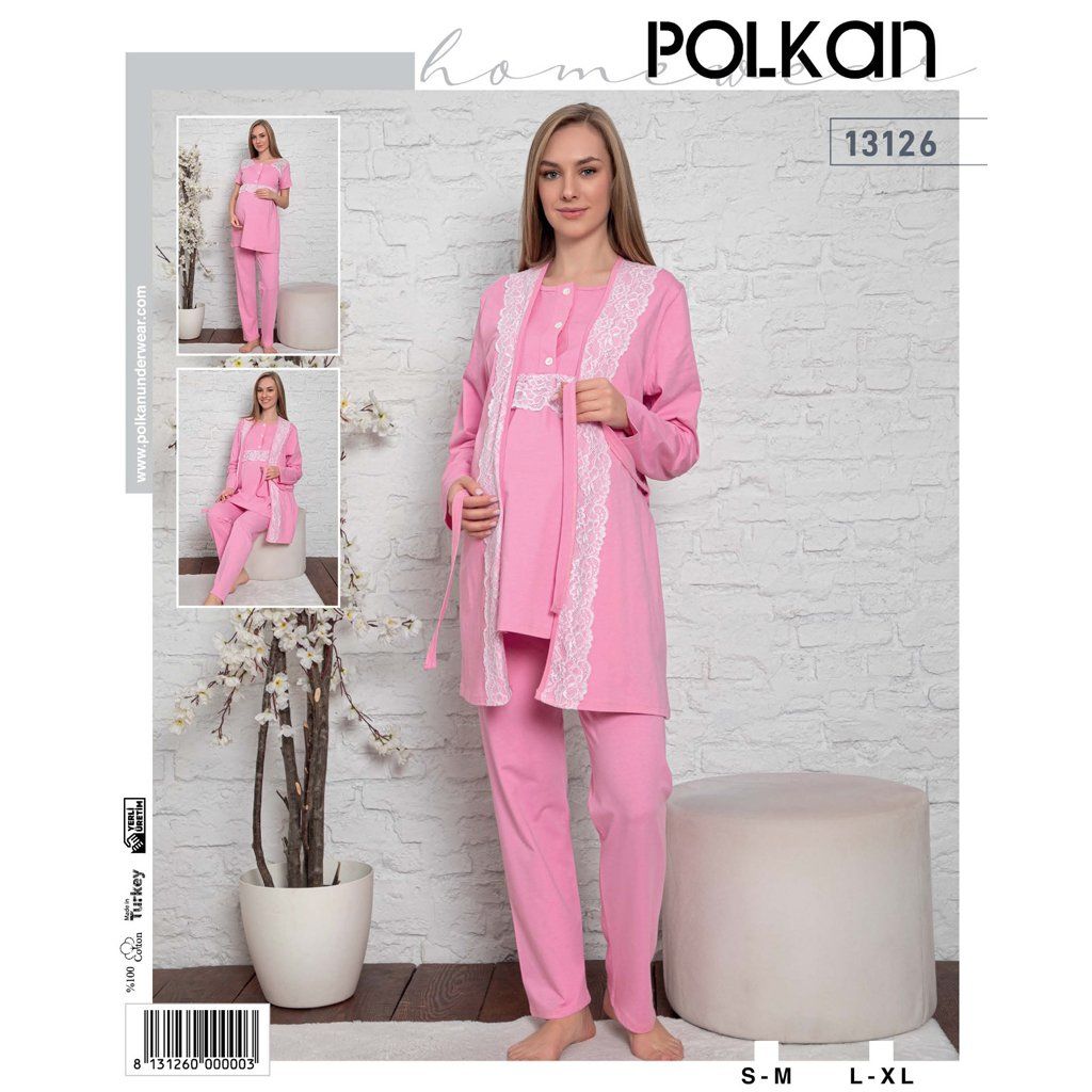 Polkan 13126 Bayan 3'lü Lohusa Pijama Takım