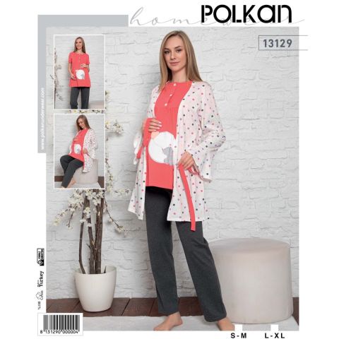 Polkan 13129 Bayan 3'lü Lohusa Pijama Takım