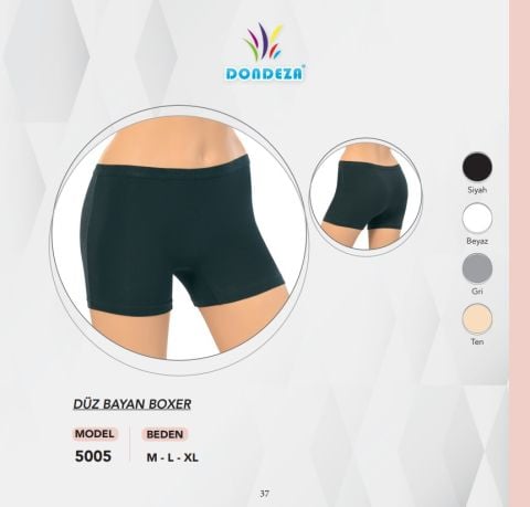 Dondeza 5005 Düz Bayan Boxer Short 12'li