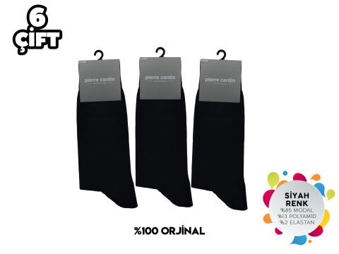 Pierre Cardin 900-Siyah Erkek Modal Çorap 6'lı