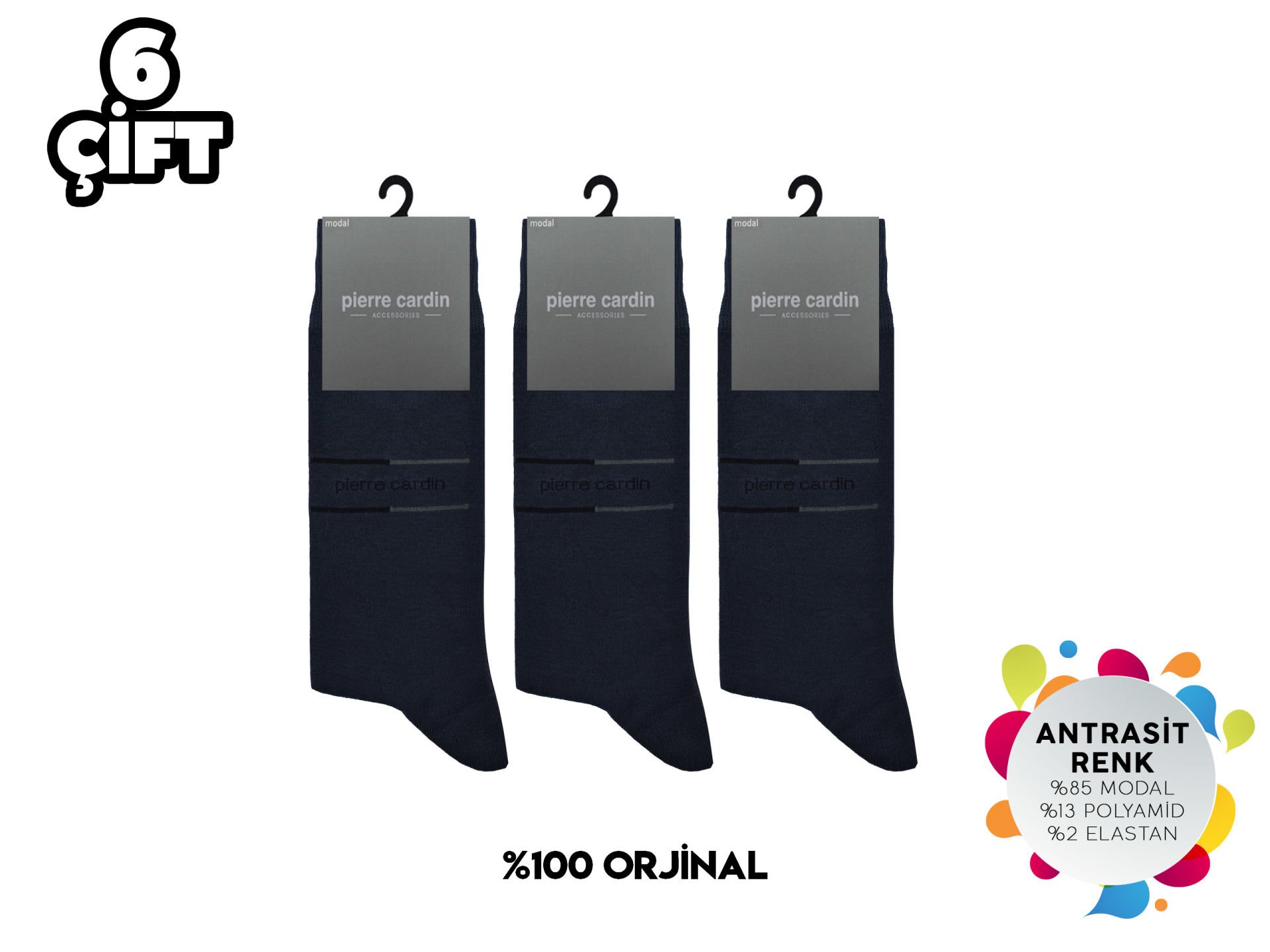 Pierre Cardin 933-Antrasit Erkek Modal Çorap 6'lı