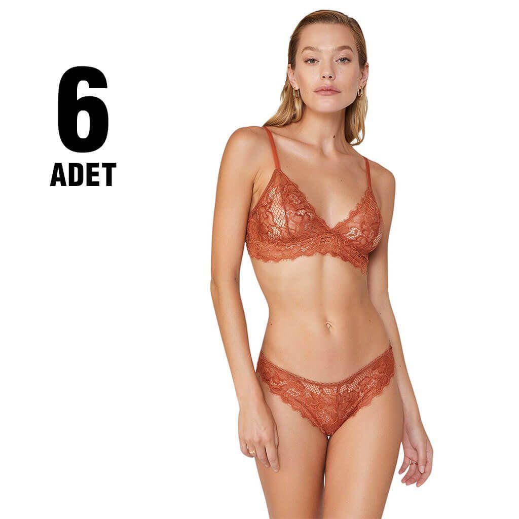 Cansoy 551 Kiremit Marlin Dantel Bralet Takım 6'lı