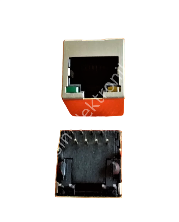 615008138321 -  Modular Connector, Modular Jack, 1 x 1 (Port), 8P8C, Cat5, Through Hole Mount RJ45 Ledli (sarı-yeşil)Modüler 8p8c Jack  (180C)  Alman malı (EN=15mm Boy11mm Yükseklik =11mm) (Bobinsiz) (Konnektör)