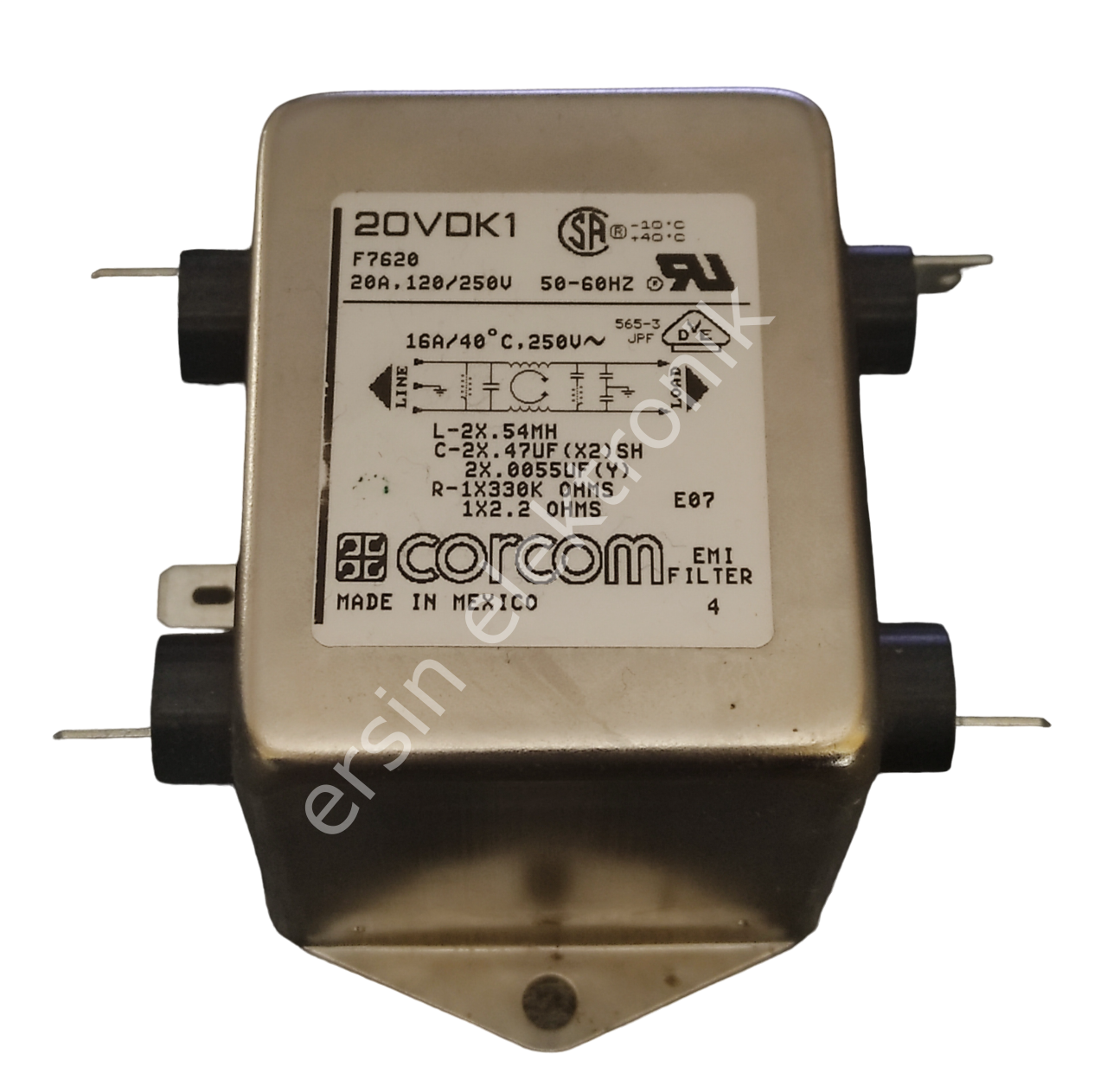 (20A) EMİ FİLTER 20VDK1 20A 250V Power Line Filter Küçük Tip EMI FİLTRE (CORCOM)