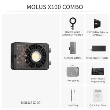 ZHIYUN MOLUS X100 BI-COLOR POCKET MONOLIGHT/COMBO KIT