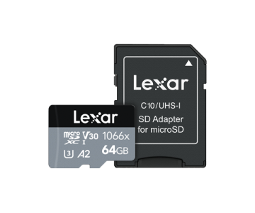 LEXAR 64GB MICRO SDXC 1066X UHS-I 160MB READ/70MB WRITE MEMORY CARD