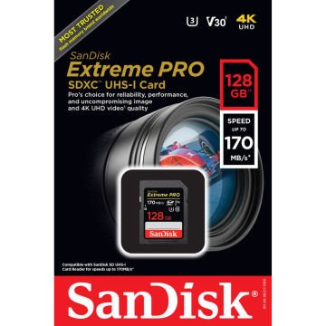 SANDISK 128GB SDXC  EXTREME PRO 170MB HAFIZA KARTI