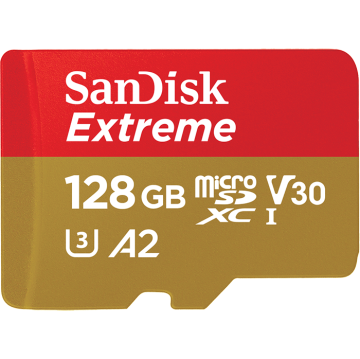 SANDISK 128GB 160MB EXTREME MICROSDXC UHS-I HAFIZA KARTI+ADAPTER  C10, U3, V30, 4K, A2