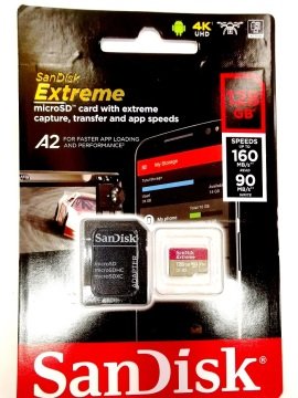 SANDISK 128GB 160MB EXTREME MICROSDXC UHS-I HAFIZA KARTI+ADAPTER  C10, U3, V30, 4K, A2