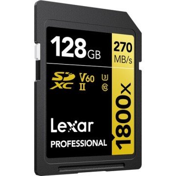 LEXAR PROF 128GB 1800X  SDXC UHS-II 270MB/s read 180MB/s write C10 V60 U3