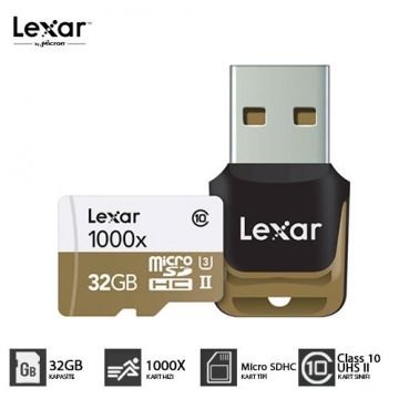LEXAR 32GB MICRO SDHC 1000X 150MB KART