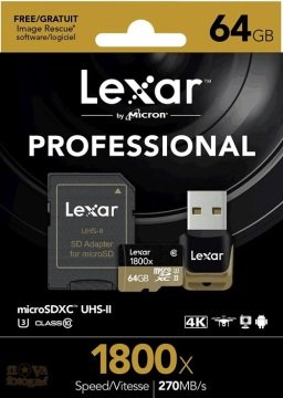LEXAR 64GB MICRO 1800X+UHSII KART OKUYUCU
