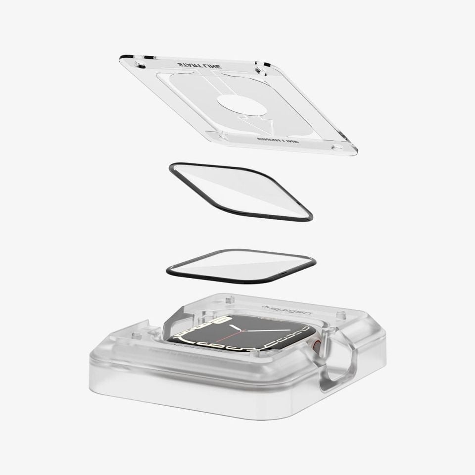 Apple Watch Seri (45mm) Ekran Koruyucu Kolay Kurulum, Spigen Pro Flex EZ Fit (2 Adet)