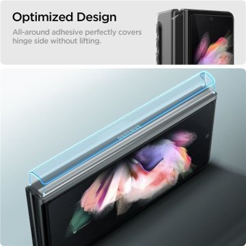 Galaxy Z Fold 3 Cam Ekran Koruyucu, Spigen GLAS.tR Full Cover (1 Adet) + Hinge Film (1 Adet) Black