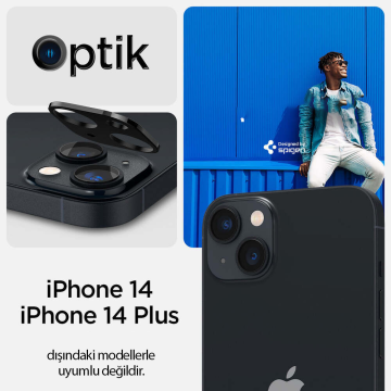 iPhone 14 / iPhone 14 Plus Kamera Lens Cam Ekran Koruyucu, Spigen Glas.tR Optik (2 Adet) Crystal Clear