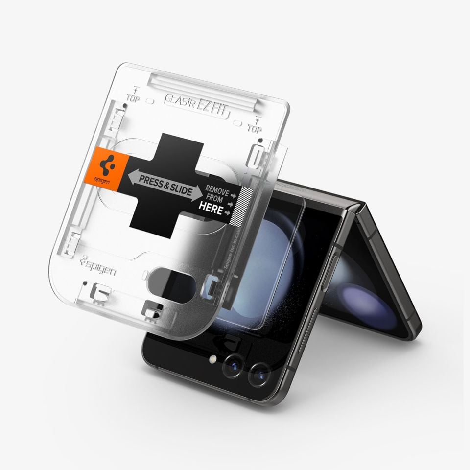 Galaxy Z Flip 5 Cam Ekran Koruyucu Kolay Kurulum, Spigen Glas.tR EZFit (2 Adet)