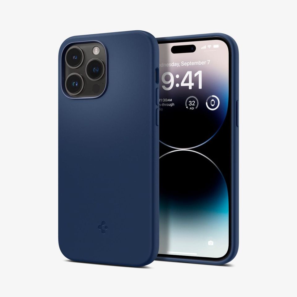 iPhone 14 Pro Max Kılıf, Spigen Silicone Fit MagFit (MagSafe Uyumlu) Navy Blue