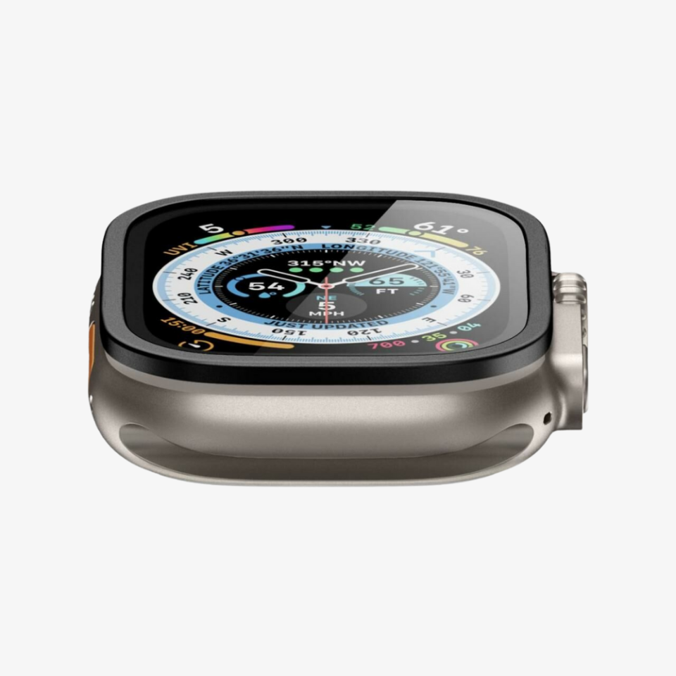 Apple Watch Ultra (49mm) ile Uyumlu Cam Ekran Koruyucu, Spigen Glas tR Slim Pro (1 Adet) Black