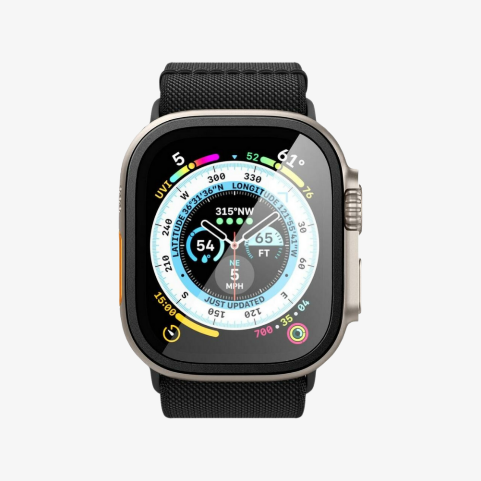 Apple Watch Ultra (49mm) ile Uyumlu Cam Ekran Koruyucu, Spigen Glas tR Slim Pro (1 Adet) Black