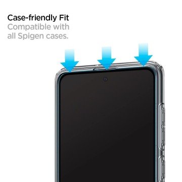 Galaxy A51 Cam Ekran Koruyucu Tam Kaplayan, Spigen Full Cover Black