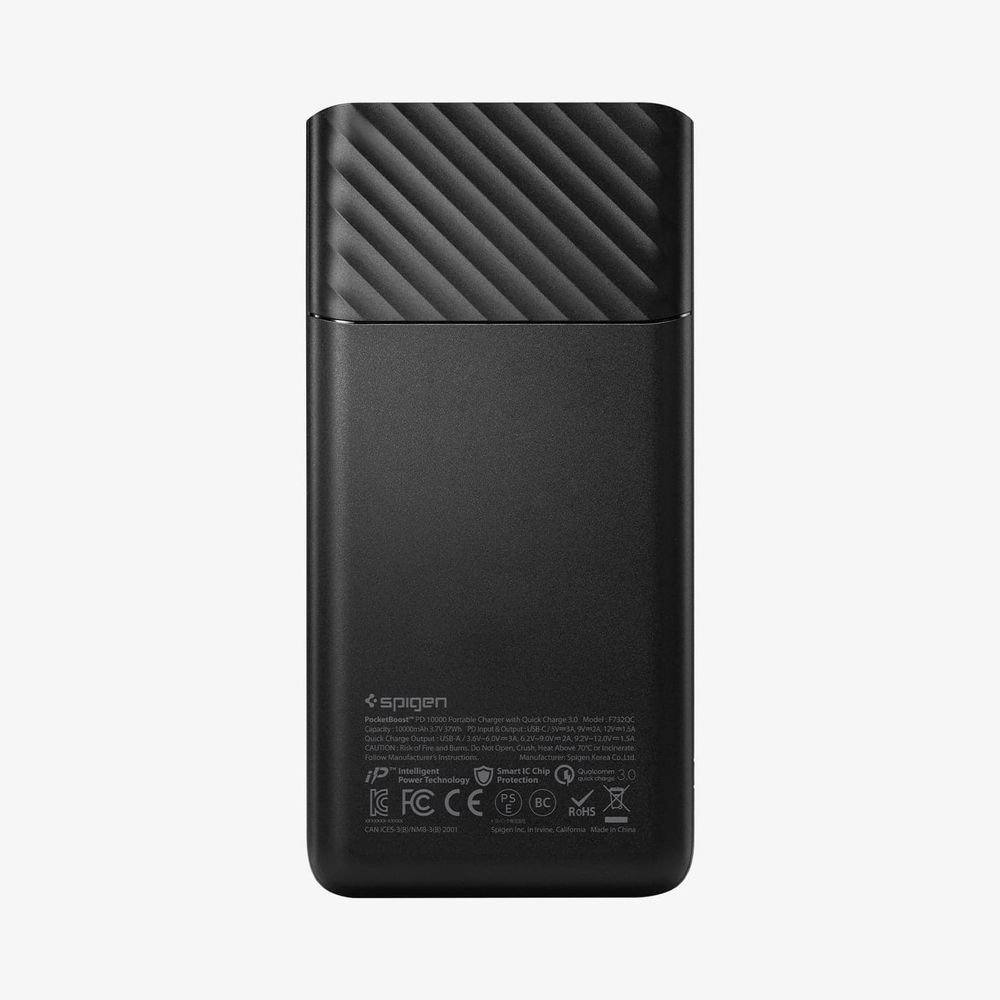 Spigen PocketBoost 10000 mAh 2 Portlu 36W PD 3.0 USB-C (18W) Giriş/Çıkış (Kendini Şarj Etme Hızı) + Quick Charge 3.0 (18W) Taşınabilir Hızlı Şarj Cihazı Powerbank + 2x Type-C Kablo + Taşıma Çantası F732QC