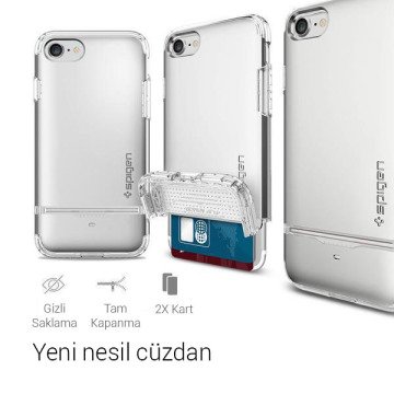 iPhone SE 2020 / iPhone 8/7 Uyumlu Kılıf, Spigen Flip Armor Satin Silver