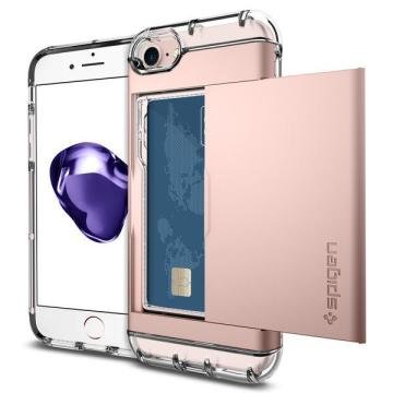 iPhone SE 2020 / iPhone 8/7 Uyumlu Kılıf, Spigen Crystal Wallet Cüzdan Rose Gold