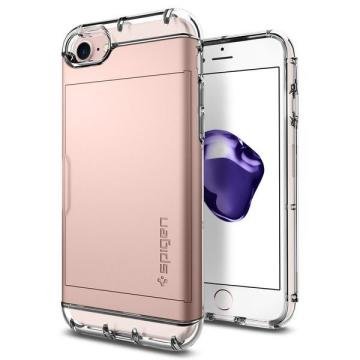 iPhone SE 2020 / iPhone 8/7 Uyumlu Kılıf, Spigen Crystal Wallet Cüzdan Rose Gold