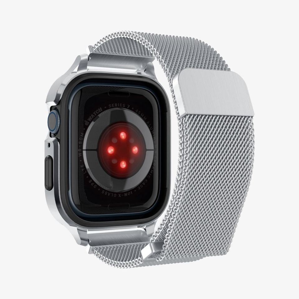 Apple Watch Serisi (41mm / 40mm) ile Uyumlu Kılıf, Spigen Metal Fit Pro Silver
