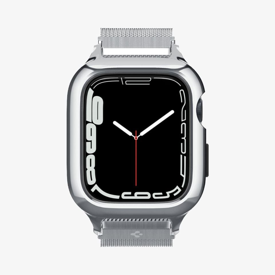Apple Watch Serisi (41mm / 40mm) ile Uyumlu Kılıf, Spigen Metal Fit Pro Silver