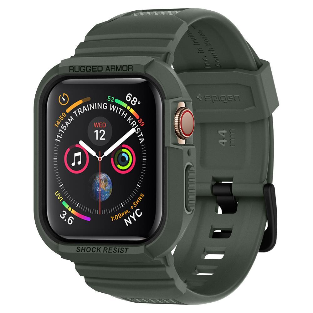 Apple Watch Seri (45mm / 44mm) Kılıf, Spigen Rugged Armor Pro Military Green