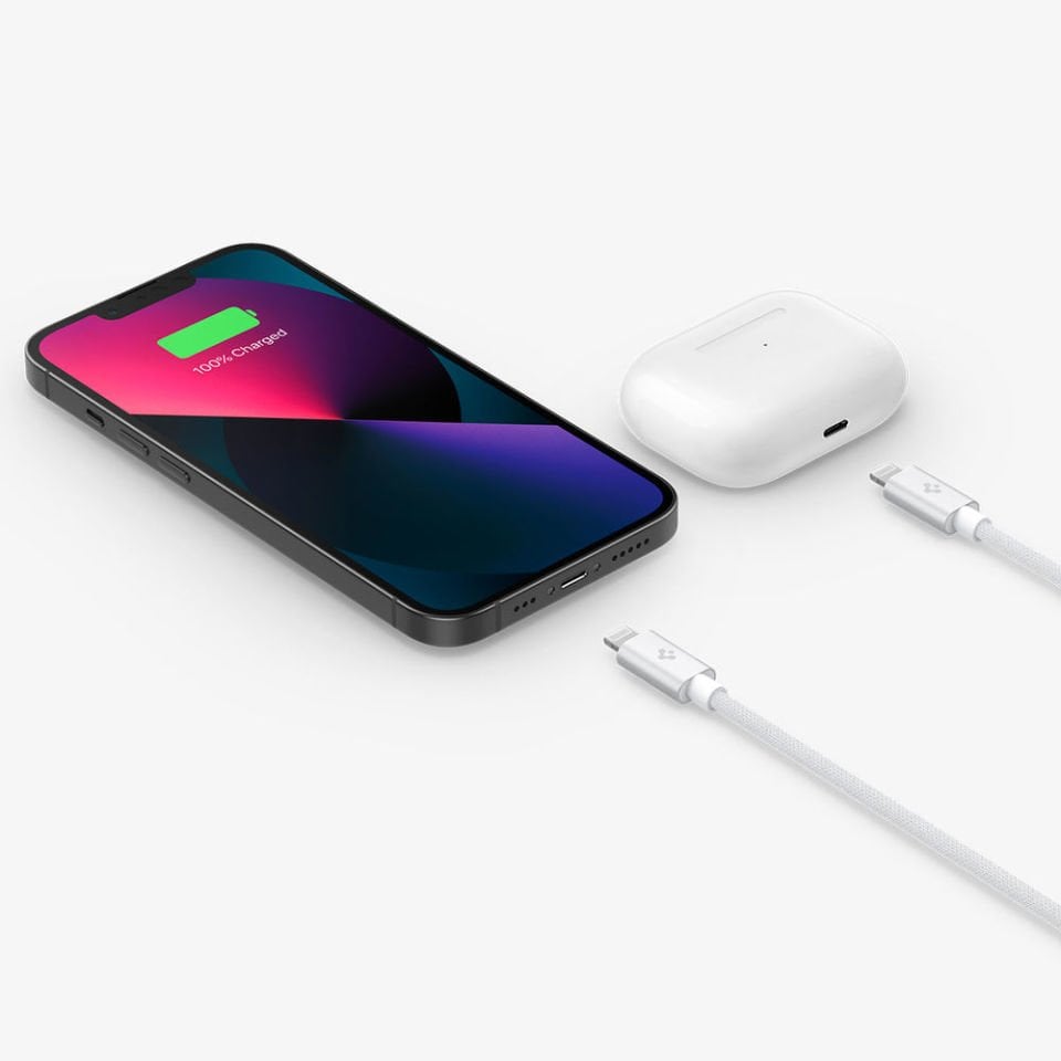 Spigen ArcWire™ Apple USB-C to Lightning DuraBend Hızlı Şarj ve Data Kablo PB2200 White