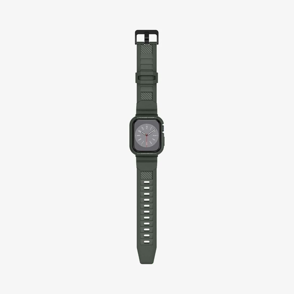 Apple Watch Seri (45mm / 44mm) Kılıf, Spigen Rugged Armor Pro Military Green
