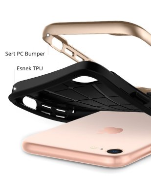 iPhone SE 2020 / iPhone 8/7 Uyumlu Kılıf, Spigen Neo Hybrid Herringbone Serisi Champagne Gold
