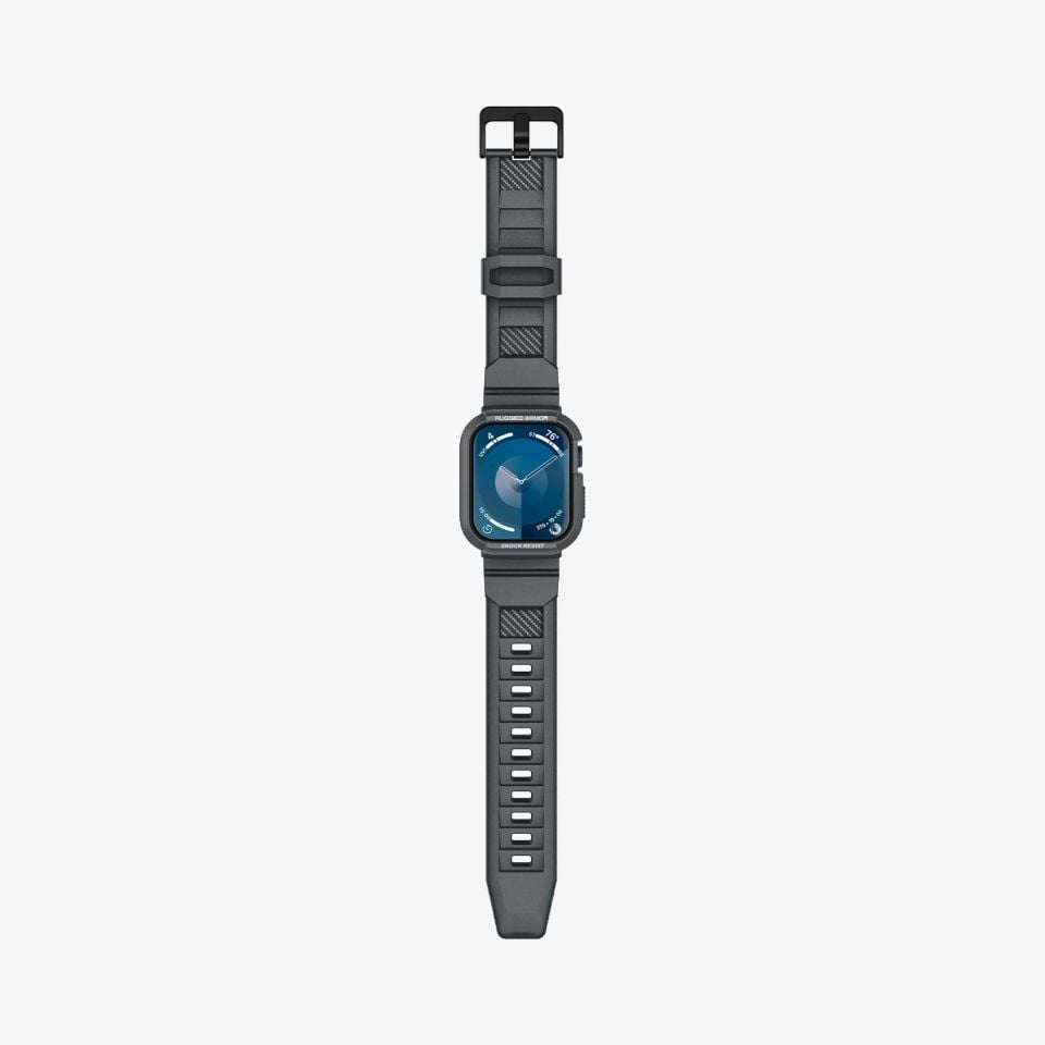 Apple Watch Serisi (45mm) Kılıf, Spigen Rugged Armor Pro Dark Gray